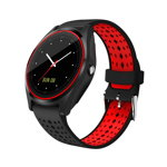 Ceas Smartwatch V9 cu Functie Apelare, SMS, Camera, Bluetooth, Pedometru, Monitorizare somn, Negru – Rosu