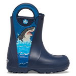 Cizme Crocs Boys' Crocs Fun Lab Shark Patch Rain Boot Albastru - Navy