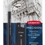 Creion mecanic metalic 0.7mm HB, rezerve mine si radiere incluse, negru, Derwent Professional, Derwent