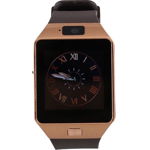 Smartwatch Rush Gri Si Curea Silicon Neagra, MicroSIM, Functie Telefon, Difuzor, Bluetooth, Camera foto 1.3 MP