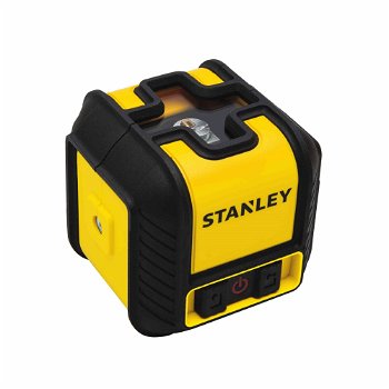 Stanley STHT77498-1, nivela laser cubix cu linie in cruce, lumina rosie (630 nm), auto-nivelare, prindere cu clema, 2x1.5V AA, +- 0.6mm/m, raza actiune 12m