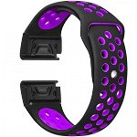 Curea ceas Smartwatch Garmin Fenix 5, 22 mm iUni Silicon Sport Negru-Mov