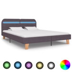 Cadru de pat cu LED-uri vidaXL, gri taupe, 180x200cm, material textil, 26.76 kg