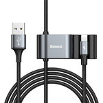 Cablu Date Premium Baseus Cu Prelungire De Porturi Pentru Bancheta Din Spate 2 X Usb, 1.5m, Lighning