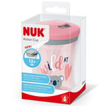 Cana cu pai Action Evolution Nuk, 230 ml, polipropilena, 12 luni+, Roz