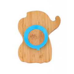 Farfurie elefant din bambus organic cu baza tip ventuza Oaki albastru, Oaki