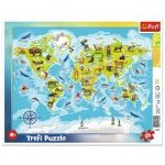 Puzzle harta lumii cu animale cu 25 de piese, 