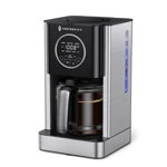 Cafetiera TaoTronics, 1000 W, 1.8 l, control touch, cana sticla, inox/ABS, Negru/Argintiu