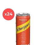 Bax 24 bucati Suc carbogazos Schweppes Mandarin, 0.33L, doza, Romania