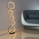 Lampa decorativa de podea cu 5 cercuri, LED, inaltime 114cm, lumina calda, Tenq RS