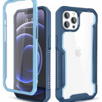 Husa de protectie 360° pentru iPhone 13 Pro Max Togestar, TPU, albastru/transparent, 6,7 inchi