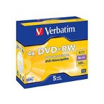 Mediu stocare Verbatim DVD+RW 4x Matt Silver Jewel Case 5 bucati