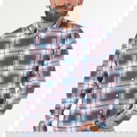 COLIN'S, Camasa de bumbac cu guler fixat cu nasturi, Alb, Albastru marin, L