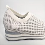 Pantofi sport de dama albi cu platforma H0112, Alb, 37