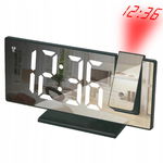 Ceas stil oglinda cu LED si proiectie, Alarma, Display mare, 