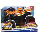 Masinuta cu telecomanda, Mattel, Hot wheels Monster Truck, RC, off-road Tiger shark, plastic, multicolor