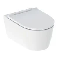 Set vas wc suspendat Geberit One TurboFlush alb cu capac softclose crom