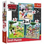 Set puzzle 3 in 1 Trefl Disney Mickey Mouse, Mickey si prietenii, 1x20 piese, 1x36 piese, 1x50 piese, Trefl