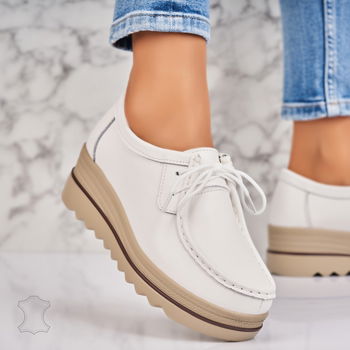 Mocasini dama Piele Naturala Albi Nayrus A4518, Botinelli