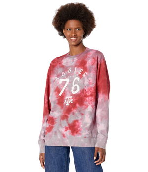 Imbracaminte Femei Lauren James Texas AampM Aggies Tie-Dye Sweatshirt Maroon HeatherGrey, Lauren James