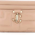 Jimmy Choo Quilted Nappa Leather Card Holder BALLET PINK LIGHT GOLD, Jimmy Choo