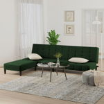 Canapea extensibila cu taburet, 2 locuri, catifea, verde inchis, model 3, VidaXL