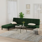 Canapea extensibila cu taburet, 2 locuri, catifea, verde inchis, model 3, VidaXL