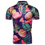 Tricou stil modern pentru barbati, de vara, cu model tropical de ananas si flamingo, potrivit pentru plaja, Neer