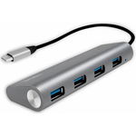 HUB 4 porturi USB3.0, USB3.1-C pe cablu, Carcasa Aluminiu, Logilink UA0309, LogiLink