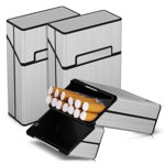 Set de 3 cutii pentru tigarete cu oglinda integrata Dooidi, plastic, argintiu, 9 x 6 x 3 cm, 