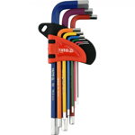 Set chei imbus HEX YATO serie lunga, AISI S2, 1.5-10mm 9buc multicolor, YATO