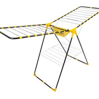 Uscator haine rufe pliabil cu suport inferior, perilla, curte sau gradina, culoare galben, Raulconstruct