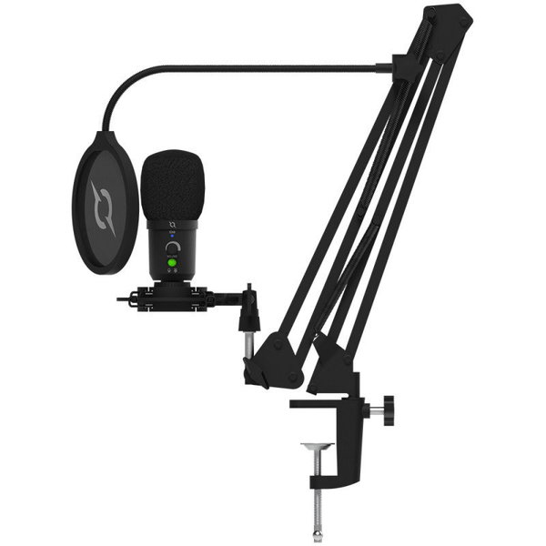 Mikrofon cu Fir VOYAGER, AQIRYS, Condensator, Cardioid, USB 2.0, 192 kHz/24 bit, Reducere Zgomot, Filtru Pop și Braț Reglabil, Negru