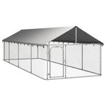 vidaXL Padoc pentru câini de exterior, cu acoperiș, 600x200x150 cm, vidaXL
