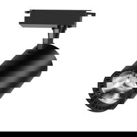 Spot LED Techstar® Tracklights, Pentru Sina RailRacks Monofazata Tip L, 20w, 6500k Lumina Rece, Iluminat Directionabil, Corp Aluminiu Negru, Techstar