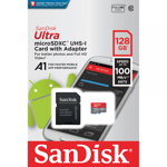 Card memorie SanDisk Micro SDXC Ultra 128GB UHS-I Class 10 100 MB/s + Adaptor SD