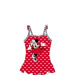 Costum de baie intreg, poliester, Minnie Mouse, rosu cu buline, Disney