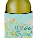 Caroline`s Treasures Bine ati venit Prieteni Brown White Chihuahua sticla de vin Beverge Izolator Hugger Alb Wine Bottle, 