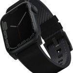 Uniq UNIQ Straden Apple Watch 4/5/6/7/SE 44/45mm Curea hibrid din piele negru/negru, Uniq
