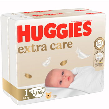 Scutece HUGGIES Extra Care Mega nr 1, Unisex, 2-5 kg, 168 buc