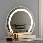 Oglinda machiaj cu suport, Mindblower, Brighten Up, LED, rotativa, lemn, modul 3 culori, 60 cm