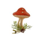 Decoratiune brad cu clips Mushroom, Decoris, 6x7 cm, sticla, rosu, Decoris