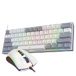 Kit Tastatura si Mouse Redragon Gaming Dynamic Duo Iluminare RGB USB Alb Gri RD-S131