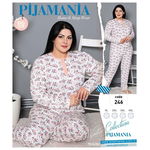 Pijama batal vatuita, cu imprimeu floral si nasturi, crem, 