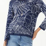 Imbracaminte Femei Tommy Bahama Island Bloom Jacquard Tie Hem Sweater ISLAND NAV