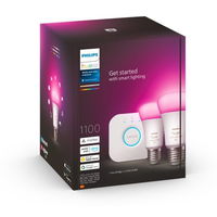 Kit 2 becuri LED PHILIPS Hue 8719514291492, 9W (75W), E27, Lumina RGB + Bridge