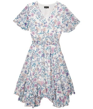 Imbracaminte Femei Tahari by ASL Petite Smocked Tea Length Dress IvoryPink Lilac