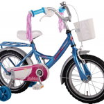 Bicicleta fetite 14 inch Volare Bike cu roti ajutatoare cosulet portbagaj metal si pompoane la ghidon, Volare