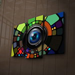 Tablou Canvas cu Led Camera Lens, Multicolor, 66 x 45 cm, Ledda