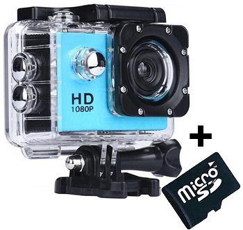 Camera Sport iUni Dare 50i HD 1080P, 12M, Waterproof, Albastru + Card MicroSD 8GB Cadou